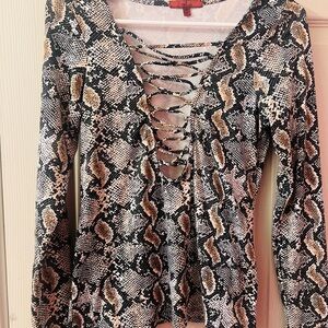 Snake Print Lace-Up Women's Top